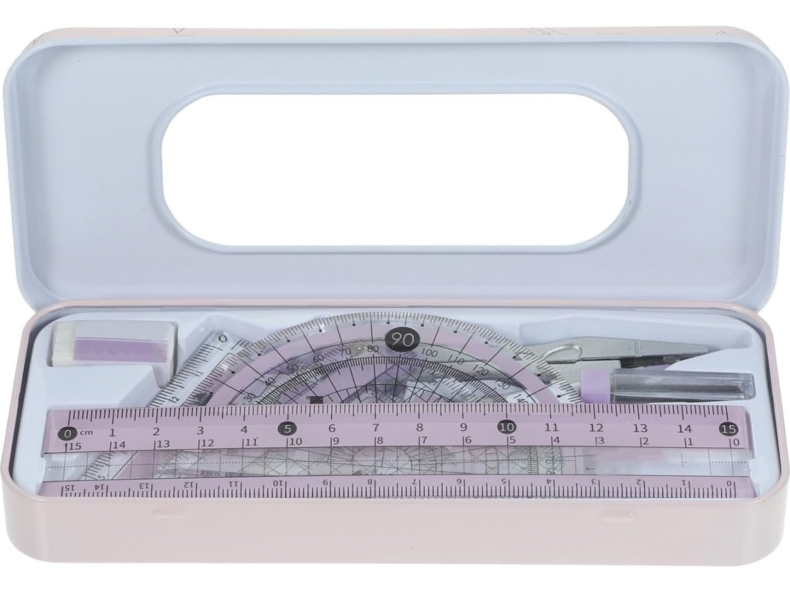 Kit De Geometria Com Transferidor E Régua Triangular Para Desenho, Uso