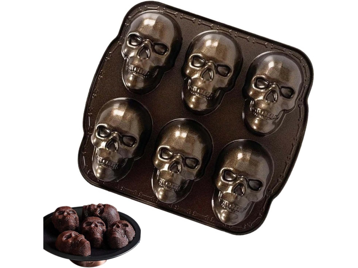 Forma De Alumínio Dourada Com 6 Cavidades Chocolate E Muffins.
