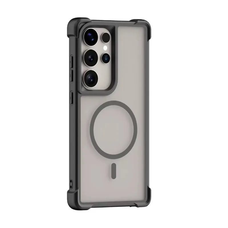 Capa Fosca Para Celular (preta) Samsung S23 Ultra Com Carregamento Sem Fio, Airbag E Proteção Contra Impactos Em Pc.