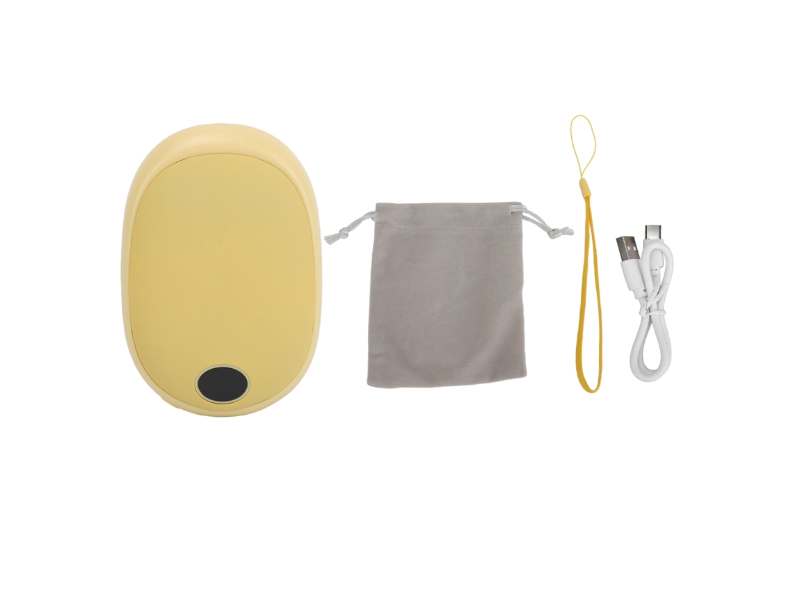 Calentador De Manos Eléctrico Recargable Usb Ajustable Con Pantalla Lcd Portátil Invierno Amarillo