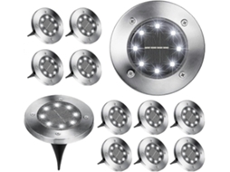 Omni luces Solares de Tierra, 12 Unidades 8 Led, Impermeables, Luz Blanca Fría, para Jardín Patio Sendero