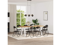 Vidaxl Cadeira Dobrável 8 Unid. Couro Sintético Preto