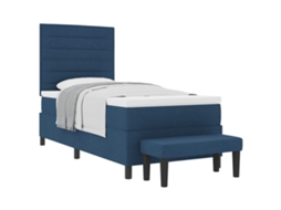 Vidaxl Cama Box Com Cabeceira Azul 80 X 200 Cm Tecido