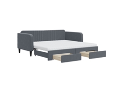 Daybed With Trundle, Daybeds With Trundles Vidaxl Cinzeto Veludo (90 X 190 Cm)