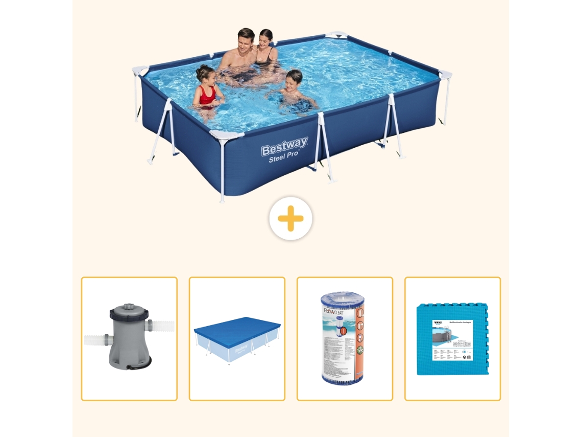 Bestway Piscina Bestway Steel Pro Retangular - 300x201x66 Cm - 5-peças S254