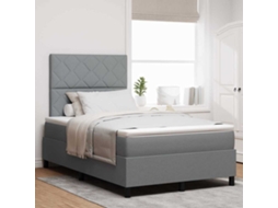 Vidaxl Cama Box Com Cabeceira Cinzento-claro 120 X 200 Cm Tecido