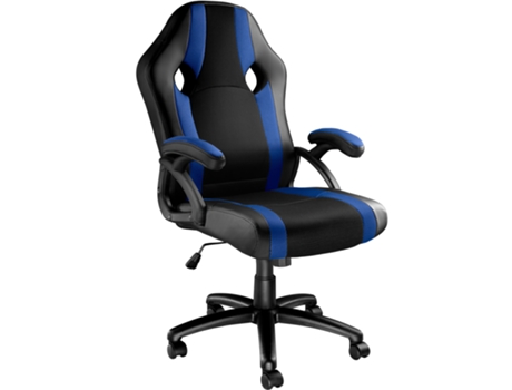 Cadeira De Escritório Goodman TECTAKE (Preto/Azul - Couro sintético - 66 x 65 x 120 cm)