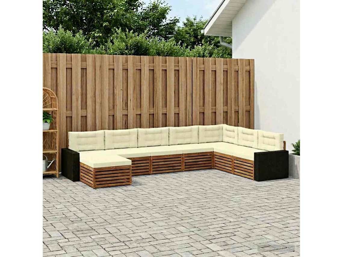 Vidaxl Conjunto De Sofás Para Exterior 8 Pcs Natural E Creme