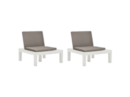 Vidaxl Cadeiras De Jardim Com Almofadões 2 Pcs Plástico Branco