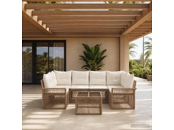 Vidaxl Conjunto De Sofá De Jardim 7 Unid. Bege Vime Pe