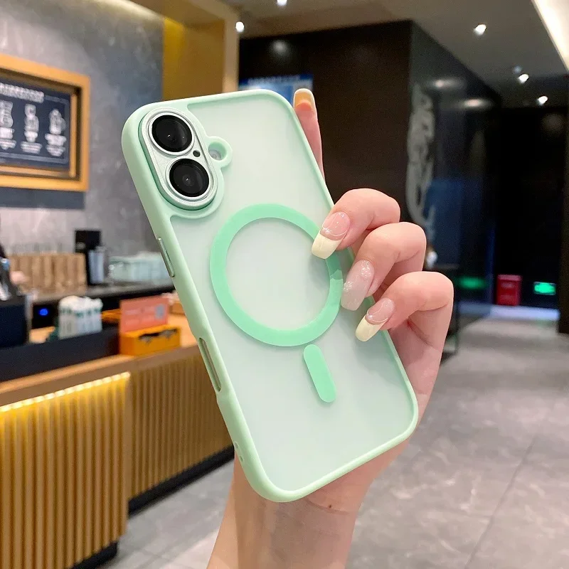 Capa Fosca Resistente A Impactos Para Iphone 14 (verde) Com Moldura Protetora.