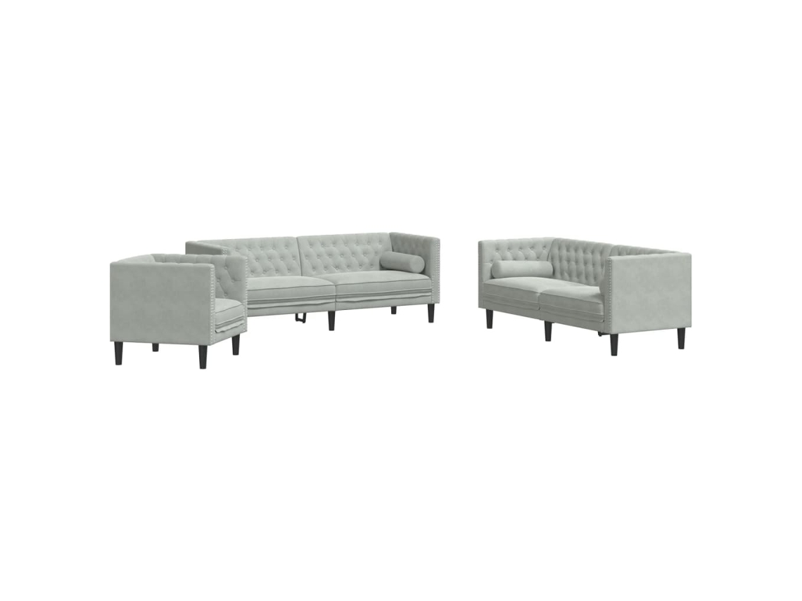 Chesterfield Sofa Set, Chesterfield Sofa Sets Vidaxl Cinzeto Veludo (n/a)