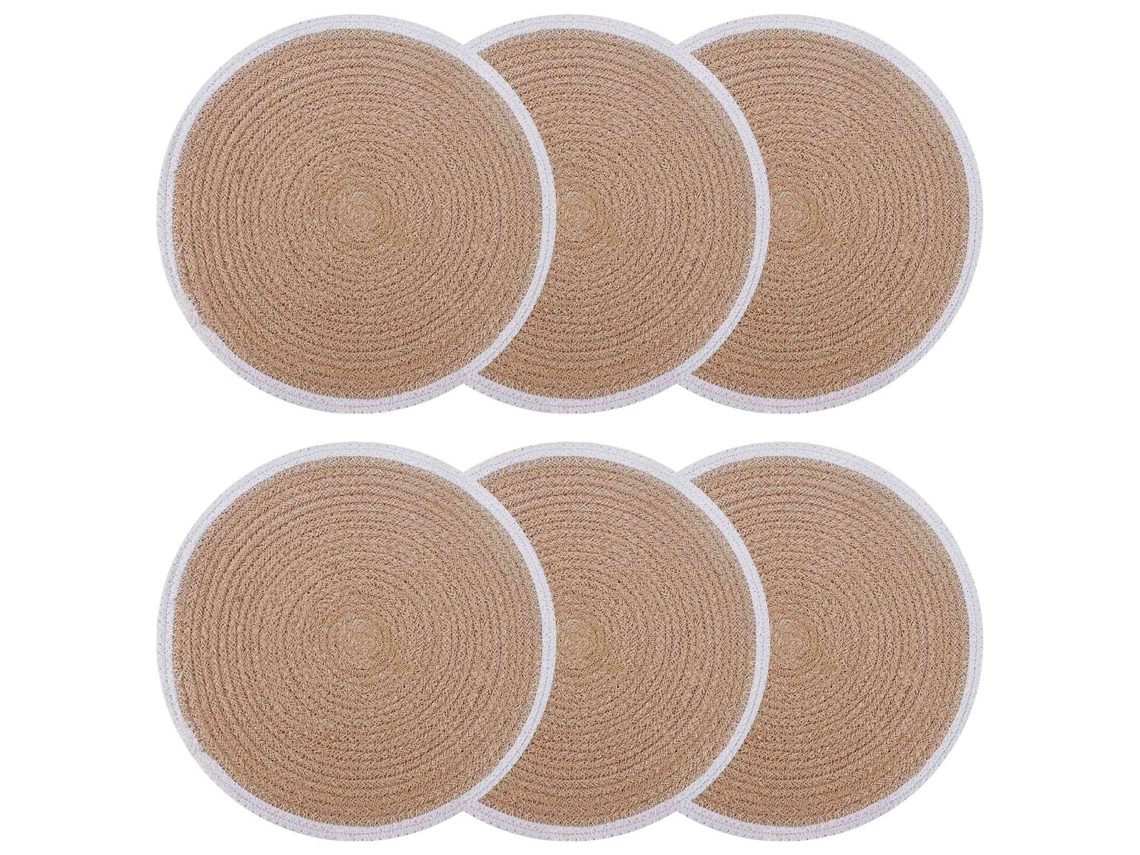 Vidaxl Sousplat De Juta 6 Unid. Natural E Branco 100% Juta Tossa