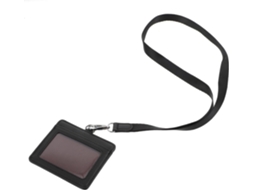 Lurelia Porta-crachá Portátil Com Cordão Em Couro Pu E Plástico Preto Para Escritório