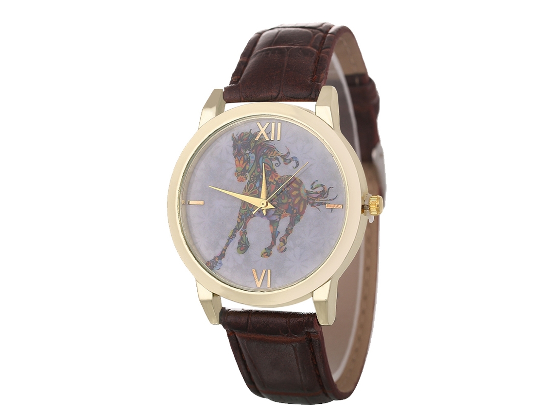 Relógio de Pulso Casal Feminino Masculino de Moda Casual com Pulseira de Couro Pu Quartzo Café