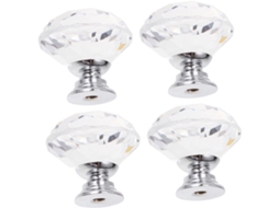 Puxador De Cristal Para Armário, Furo Único, 4 Peças, Puxador Decorativo Para Porta