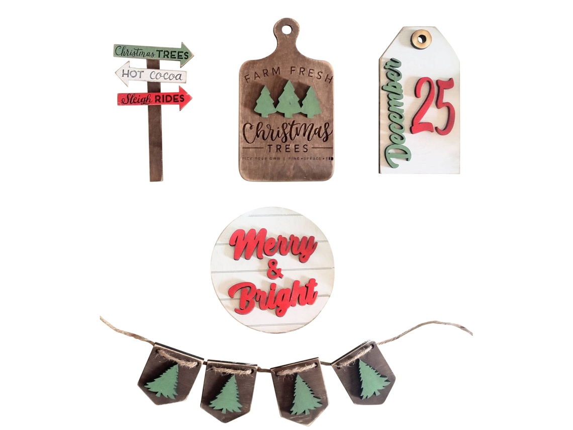 Laxiscreed Bandeja Decorativa Natal Com 4 Ou 5 Peças Para Festas E Decoração Natalícia