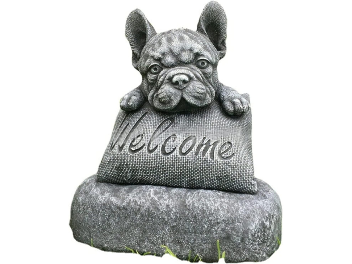 Estátua de Buldogue Francês para decoração de interiores e exteriores de casa e jardim.