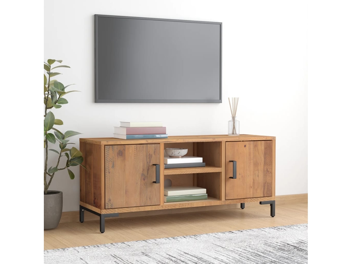 Vidaxl Móvel De Tv 110x35x48 Cm Pinho Maciço Castanho