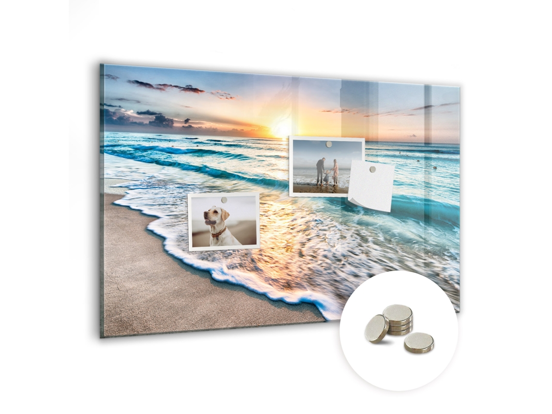 Quadro Magnético Areia Do Mar Na Praia Para A Sala De Estar Espelharte (60x40 Cm)