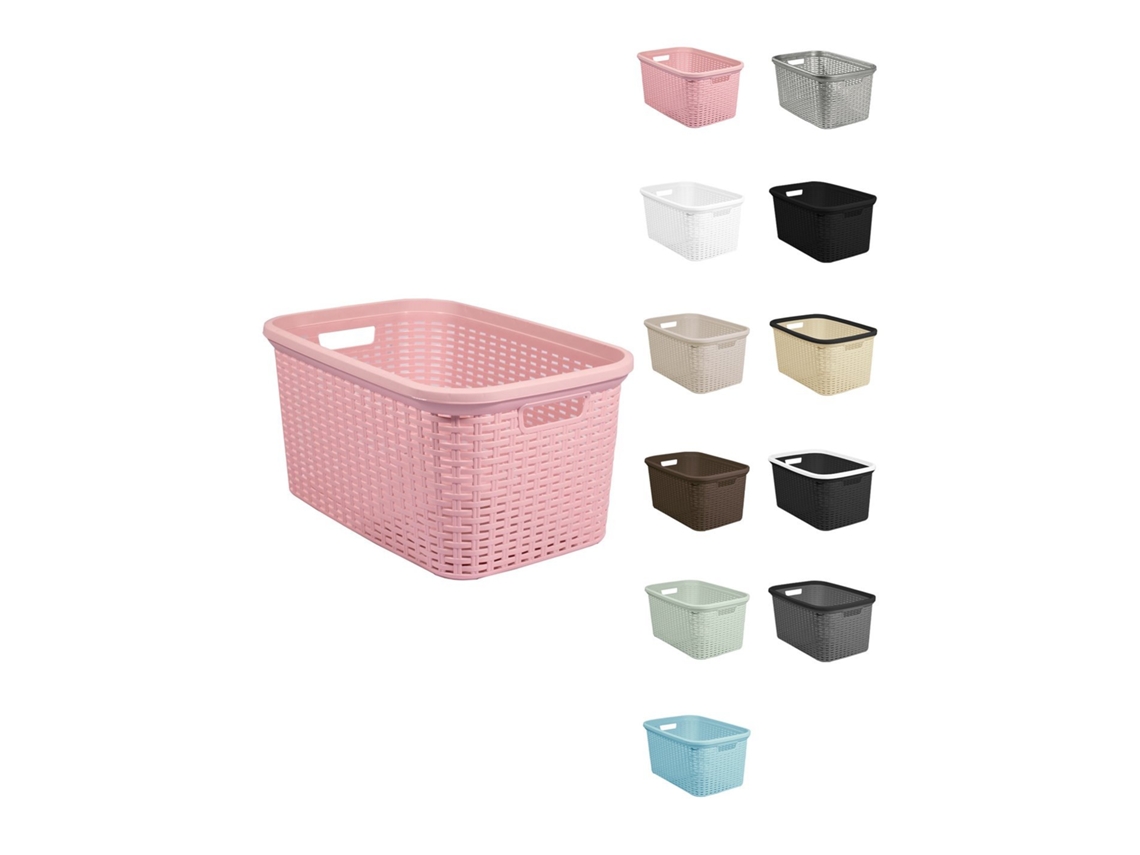 Jardin202 - Cesta Para La Colada 25 X 53 X 36 Cm - Cesto Ropa Sucia – Cesta Rectangular Con Asas Diseño Mimbre Rosa |  (rosa)