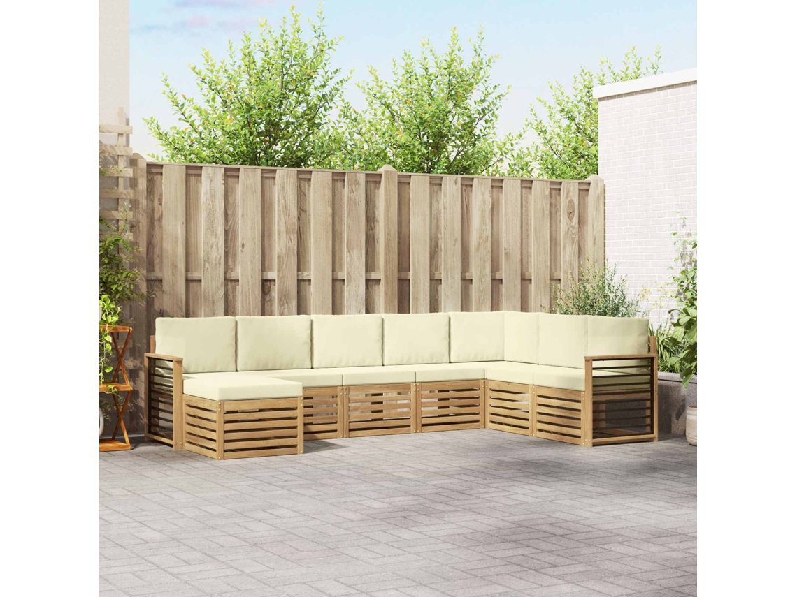 Vidaxl Conjunto De Sofás Para Exterior 8 Pcs Branco E Creme