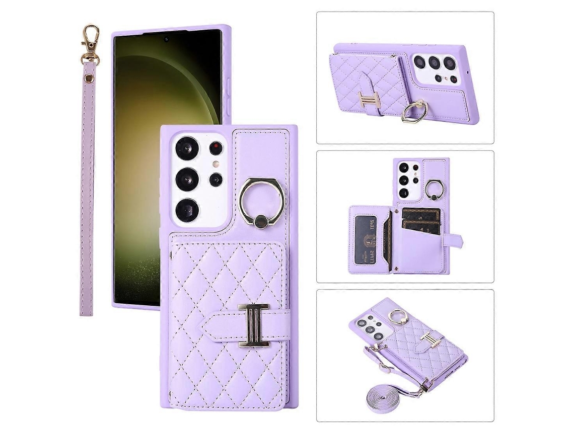 Capa Para Celular Com Suporte Horizontal Para Cartões E Argolas, Com Cordão Duplo, Compatível Com Samsung Galaxy S23+ 5g.