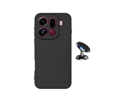 Kit Suporte Magnético Capa Silicone Líquido Phonecare Para Oppo Find X9 Pro - Preto