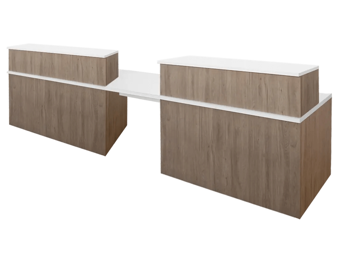 Balcão de Receção Apollo Duplo Adaptado para Pessoas com Deficiência OFILIKE (180+60+180 cm - Carvalho)