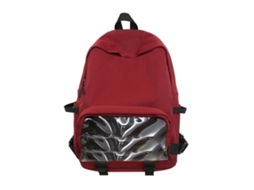 Mochila Escolar Moderna, Mochila Grande Para Laptop, Mochila Universitária De Nylon Com Grande Capacidade, Vermelha.