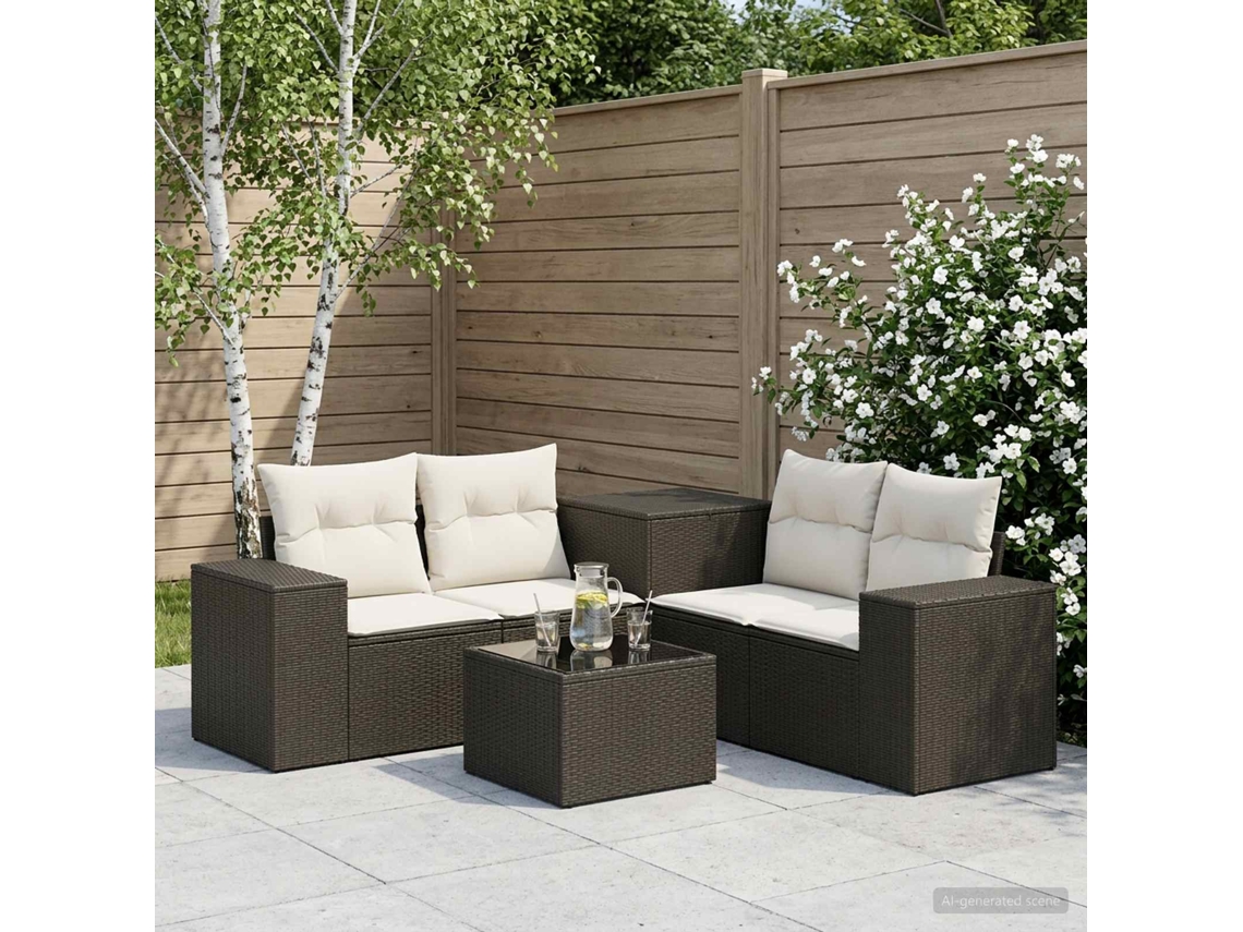 Vidaxl Conjunto De Sofás 6 Unid. Preto E Branco Creme