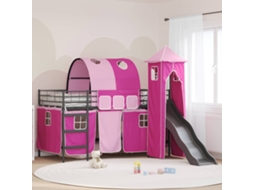 Vidaxl Estrutura De Beliche Para Crianças Preto E Rosa 80 X 200 Cm