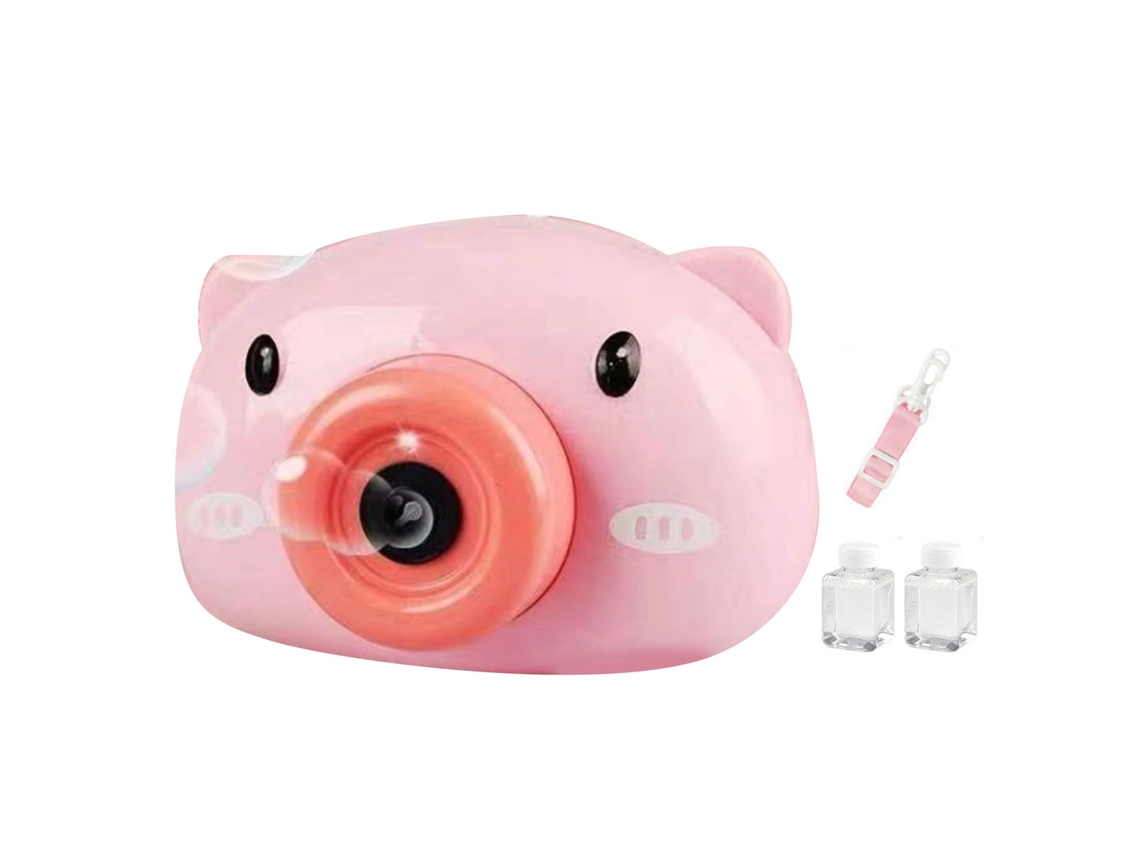 Mali máquina de Bolhas Automática Infantil Forma Câmera Porco Brinquedo Rosa Exterior