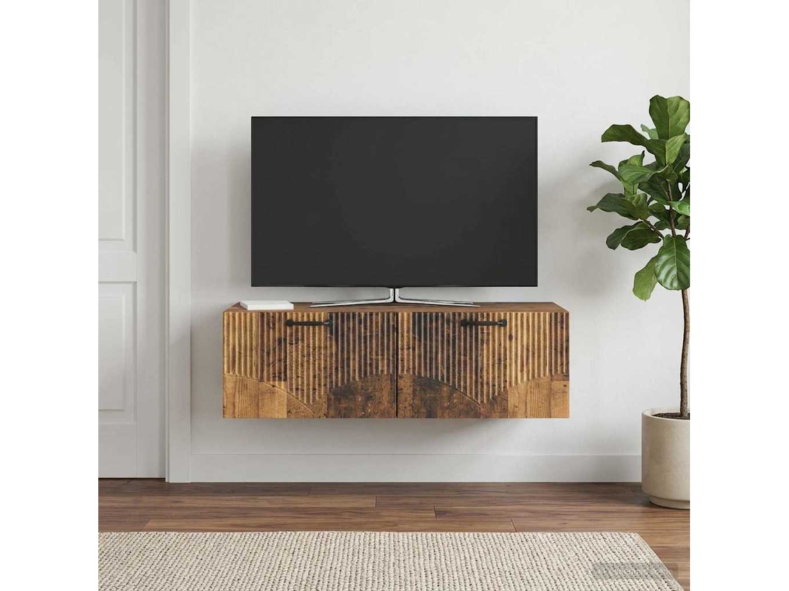 Vidaxl Gabinete De Tv De Parede Madeira Antiga 98 X 41 X 30 Cm