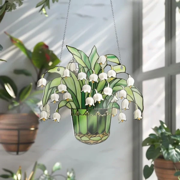 Kit de Vitral Decorativo com Lírio, Do, Vale em Cristal, Ideal para Decoração de Janelas e Ambientes Internos, 1 Peça de 15x15cm Yux BRILVIBERA