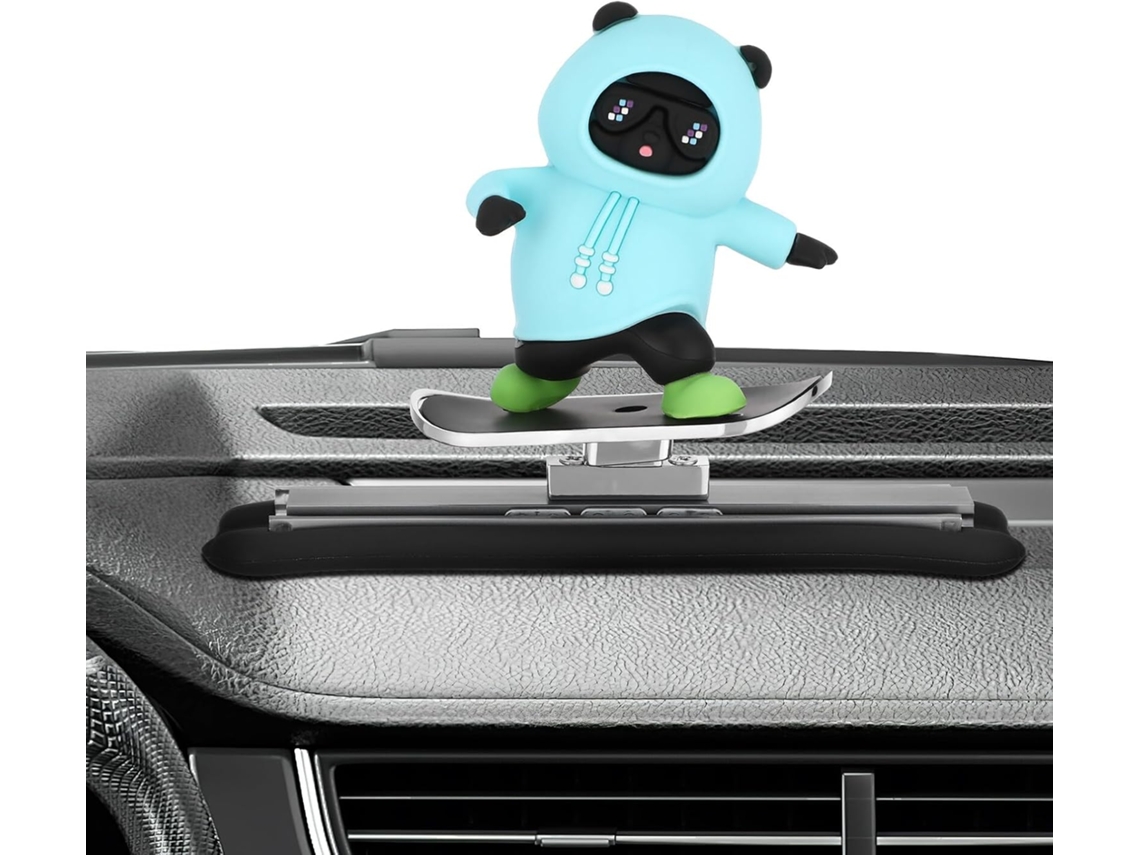 Urso Patinador Decorativo Azul Para Painel De Carro.