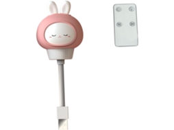 Luminária Noturna Coelho (1 Unidade) Em Abs, Lâmpada Usb Rosa Compacta