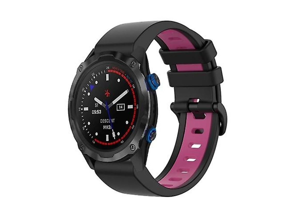 Pulseira De Relógio Lurelia Para Garmin Descent Mk2i 26 Mm Preto Rosa