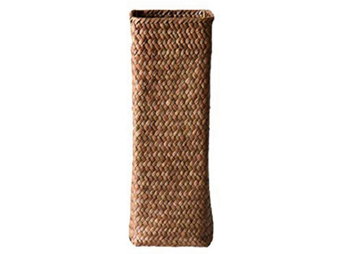 Vaso De Rattan Em Tecido De Bambu Marrom - Decorativo, Versátil E Perfeito Para Presentes De Acolhimento