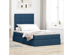 Vidaxl Cama de Armazenamento Led com Colchão Azul 120 X 200 Cm Tecido
