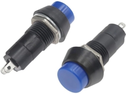 10-interruptores De Botão Pressão Momentâneos Pbs 11a 12mm, Azuis, Com Trava, 1a, 250v Ca, 2-pinos, Pbs 11b