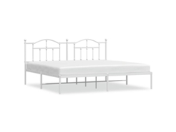 Estrutura de Cama com Cabeceira Metal Branco MAISON EXCLUSIVE 193x203 cm