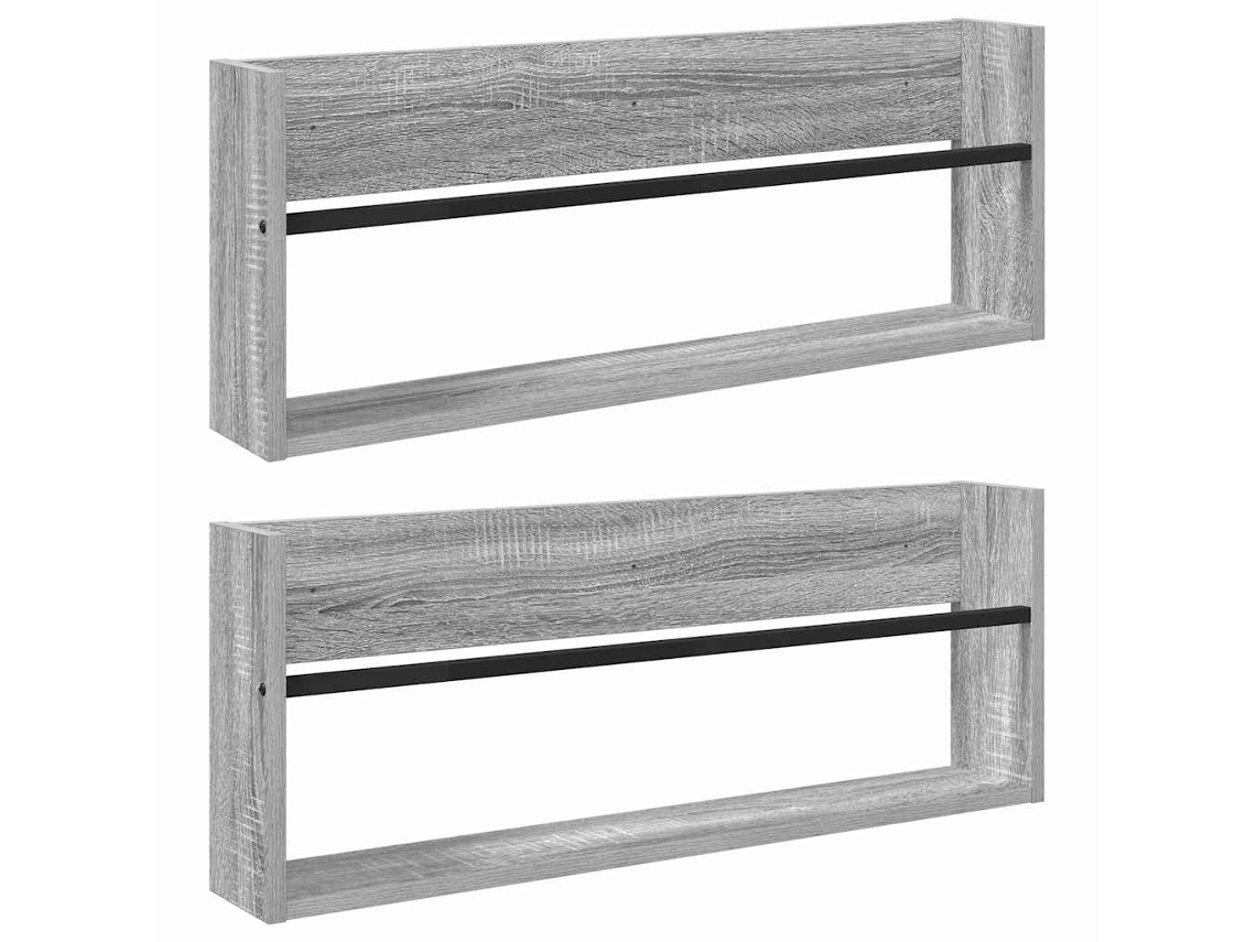 Vidaxl Estante De Revistas 2 Pcs Cinza Sonoma 80 X 12 X 30 Cm