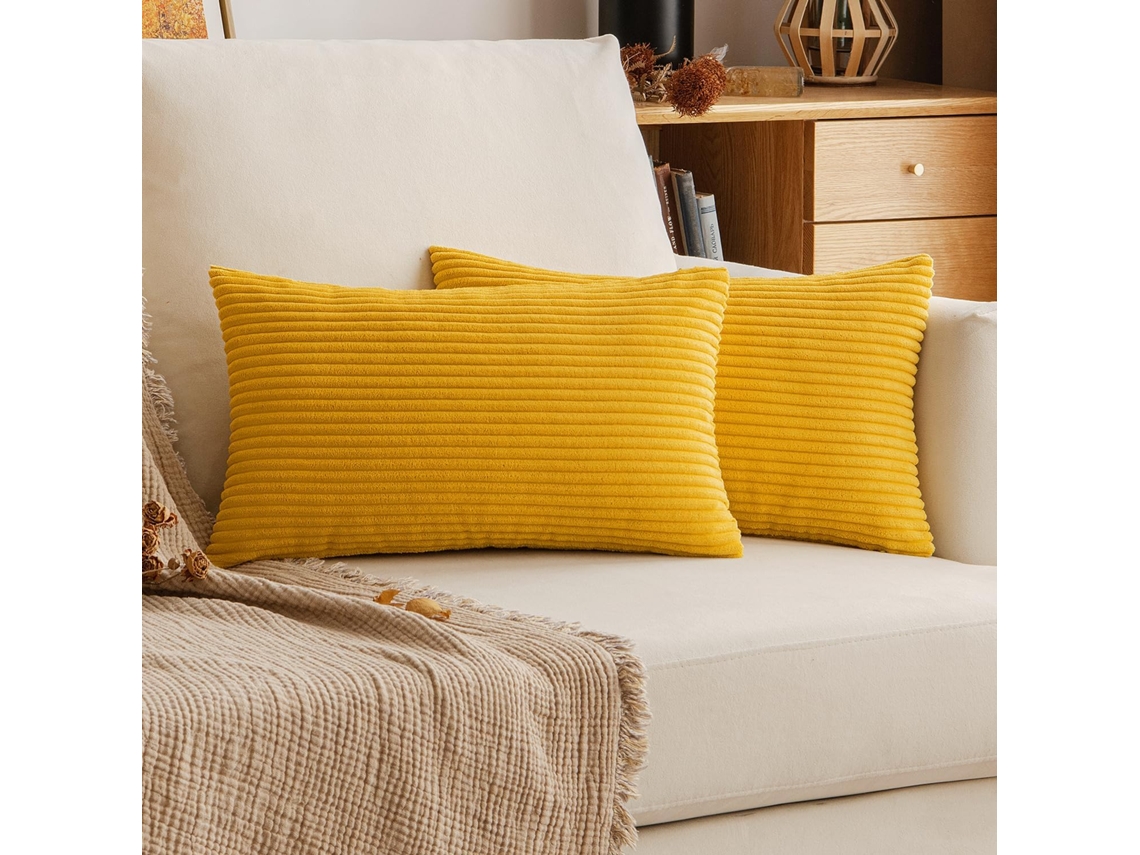Capa de Almofada de Corduroy, 30x50cm Amarelo de Palha ZYBLSSBB