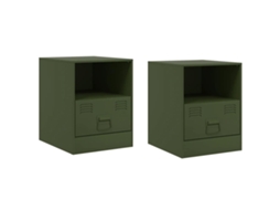 Bedside Cabinet, Bedside Cabinets Vidaxl Verde Aço (n/a)