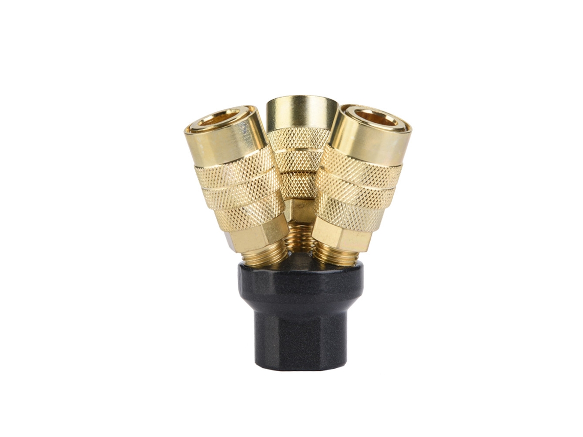 Conector Roscado Fêmea Neumático 1/4" 3 Vias Conector Rápido Mangueira De Ar Compressor