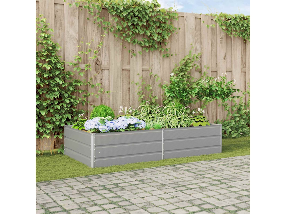 Vidaxl Floreira Cinzento-claro 195 X 100 X 45 Cm Aço Galvanizado