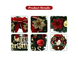 Decoração de Natal com guirlanda LAXISCREED com laço, flores artificiais e bolas, 16 polegadas