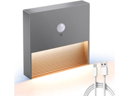 Luz Noturna Led Com Sensor De Movimento, Recarregável, Brilho Ajustável, Adesiva, Alimentação Por Bateria, Branco Quente