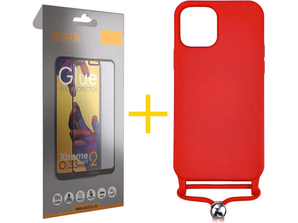 Kit Capa + Película de Vidro Full iPhone 11 Skyhe Gel Rope Vermelho